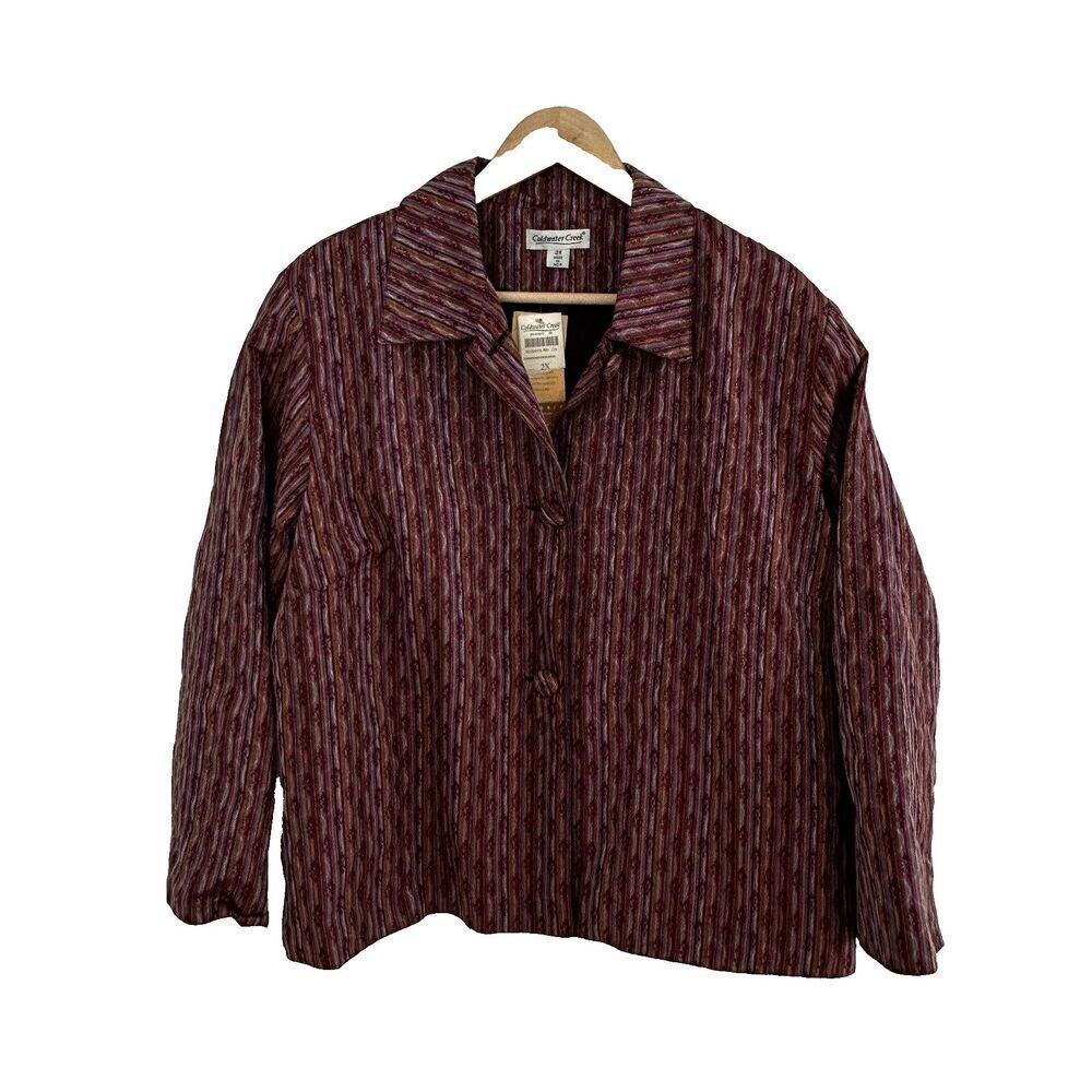 New Coldwater Creek Jacket Blazer Size 2x Jewel Tone Stripe Button Front NWT